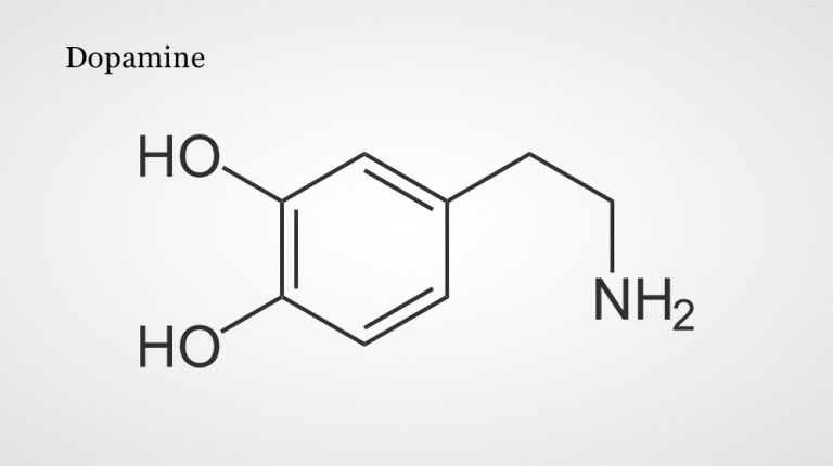 Structural formula of the neurotransmitter dopamine