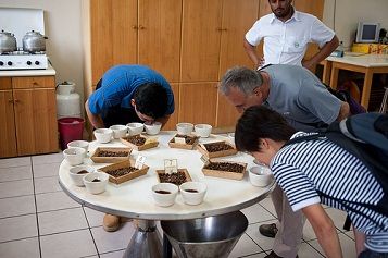 Geruchstest nach dem Mahlen der Bohnen: Bei der Kaffeeherstellung in El Salvador ein wichtiger Schritt. © skinnydiver/Dennis Tang/Flickr
