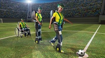 Anpfiff: Das Eröffnungsspiel der Fußball-Weltmeisterschaft in Brasilien soll von einem gelähmten Mann angestoßen werden – mit Hilfe eines Exoskeletts und einer Hirn-Computer-Schnittstelle.© Dr. Miguel Nicolelis