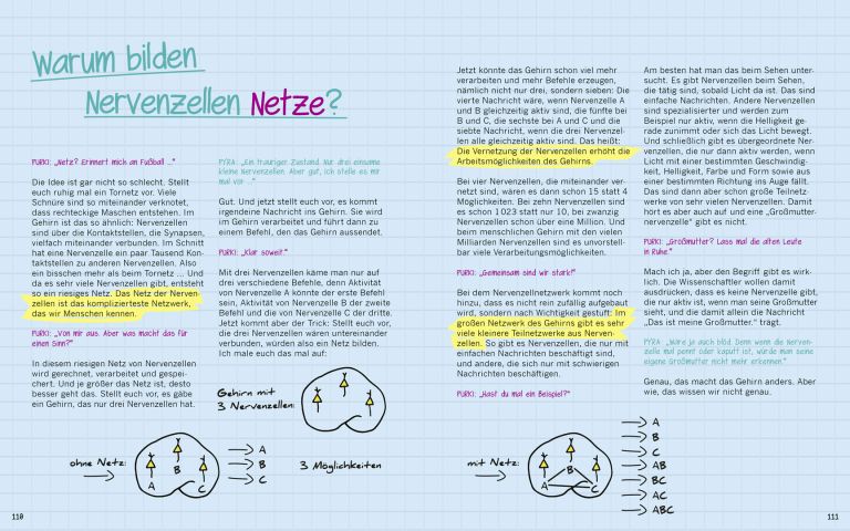 Seite 110 und 111 aus dem Buch "Warum graue Zellen (auch mal) rosa sind von Michael Madeja