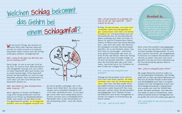 Seite 114 und 115 aus dem Buch "Warum graue Zellen (auch mal) rosa sind von Michael Madeja